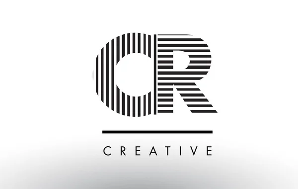 CR C R Mustavalkoiset viivat Letter Logo suunnittelu . — vektorikuva