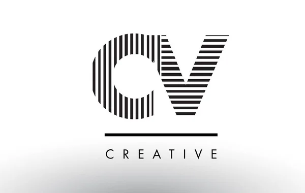 CV C V Lignes Noir et Blanc Lettre Logo Design . — Image vectorielle