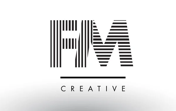 Logo Tasarım FM F M siyah ve beyaz çizgiler mektup. — Stok Vektör
