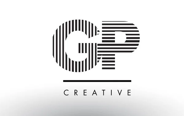 GP G P fekete-fehér vonalak levél Logo tervezés. — Stock Vector