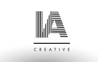 Ia ben siyah ve beyaz çizgiler mektup Logo Tasarım.