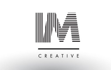 Im ben M siyah ve beyaz çizgiler harf Logo tasarımı.