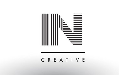 Ben Logo tasarımı N siyah ve beyaz çizgiler mektubu.