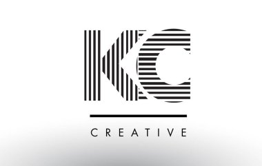 KC K C siyah ve beyaz çizgiler Logo tasarımı mektup.