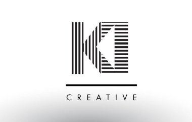 Ki K ben siyah ve beyaz çizgiler mektubu Logo tasarımı.