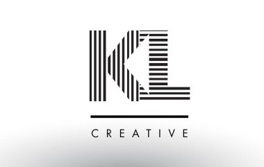 KL K L siyah ve beyaz çizgiler mektup Logo tasarımı.