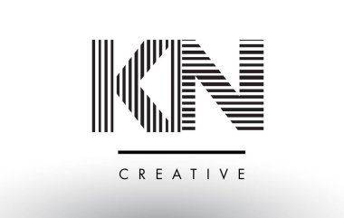 Logo Tasarım kN K N siyah ve beyaz çizgiler mektup.