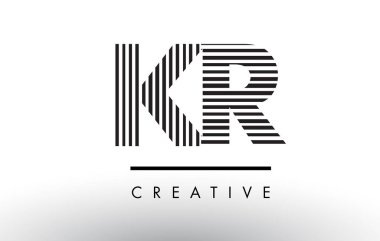 Logo Tasarım kr K R siyah ve beyaz çizgiler mektup.