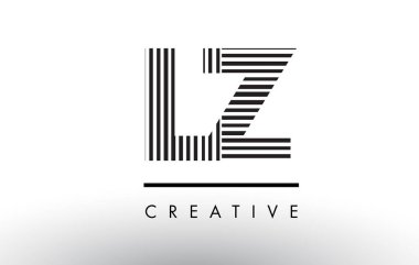 LZ L Z siyah ve beyaz çizgiler Logo tasarımı mektup.