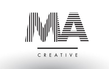Ma M A siyah ve beyaz çizgiler Logo tasarımı mektup.