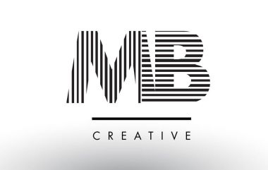 MB M B siyah ve beyaz çizgiler mektup Logo tasarımı.