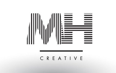 Logo Tasarım MH M H siyah ve beyaz çizgiler mektup.