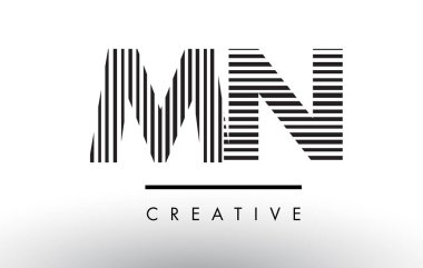 Logo Tasarım MN M N siyah ve beyaz çizgiler mektup.