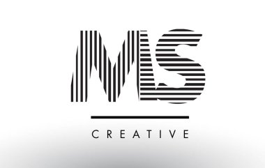 MS M S siyah ve beyaz çizgiler mektup Logo tasarımı.