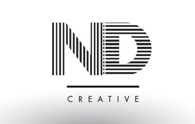 Logo Tasarım ND N D siyah ve beyaz çizgiler mektup.