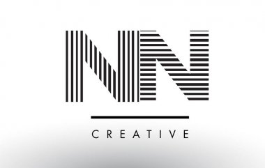 Logo Tasarım mektubundaki NN N siyah-beyaz satırları.