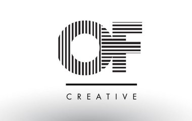 O F siyah ve beyaz çizgiler Logo tasarımı mektup..