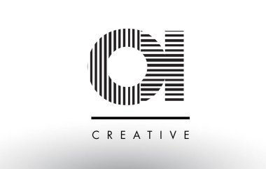 Oi O ben siyah ve beyaz çizgiler mektubu Logo tasarımı.