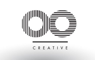 Oo O siyah ve beyaz çizgiler Logo tasarımı mektup.