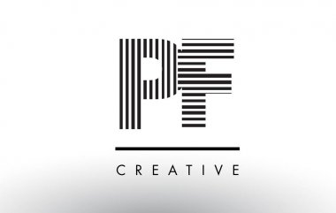 PF P F siyah ve beyaz çizgiler Logo tasarımı mektup.