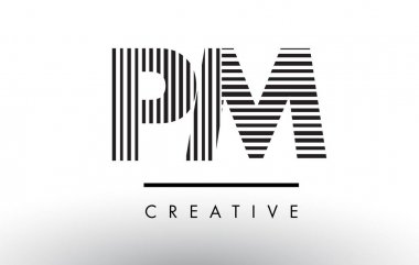 PM P L Black and White Lines Letter Logo Design. clipart