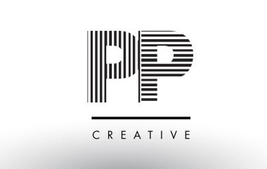 PP P siyah ve beyaz çizgiler Logo tasarımı mektup.