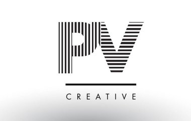 PV P V siyah ve beyaz çizgiler Logo tasarımı mektup.