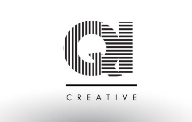 Qi Q ben siyah ve beyaz çizgiler mektubu Logo tasarımı.