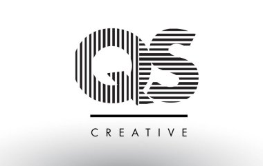 QS Q S siyah ve beyaz çizgiler mektup Logo tasarımı.