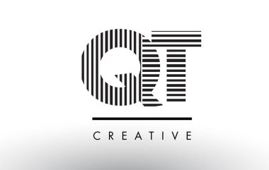 QT Q T siyah ve beyaz çizgiler Logo tasarımı mektup.
