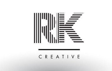 RK R K siyah ve beyaz çizgiler Logo tasarımı mektup.