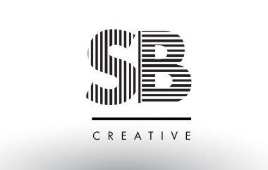 SB S B siyah ve beyaz çizgiler Logo tasarımı mektup.