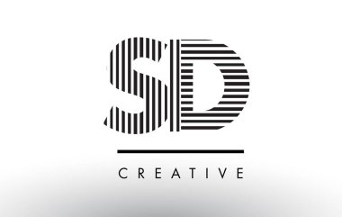 SD S D siyah ve beyaz çizgiler mektup Logo tasarımı.