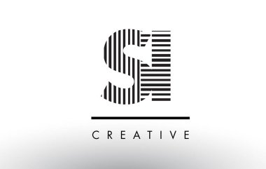 Si S ben siyah ve beyaz çizgiler mektubu Logo tasarımı.