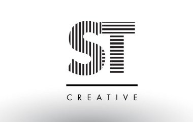 St S T siyah ve beyaz çizgiler Logo tasarımı mektup.