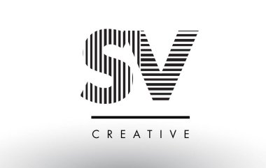 Logo Tasarım SV S V siyah ve beyaz çizgiler mektup.