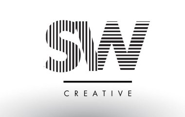 SW S W siyah ve beyaz çizgiler Logo tasarımı mektup.