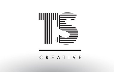 TS T S siyah ve beyaz çizgiler Logo tasarımı mektup.