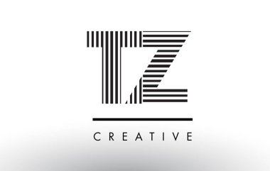 Logo Tasarım tz T Z siyah ve beyaz çizgiler mektup.