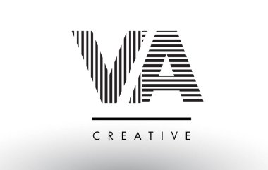 VA V bir siyah ve beyaz çizgiler mektup Logo tasarımı.