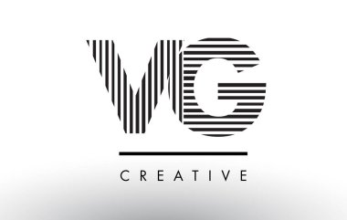 VG V G siyah ve beyaz çizgiler mektup Logo tasarımı.
