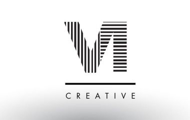Vi V ben siyah ve beyaz çizgiler mektubu Logo tasarımı.