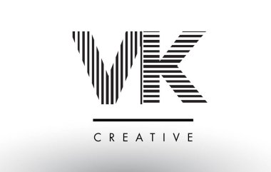 VK V K siyah ve beyaz çizgiler mektup Logo tasarımı.