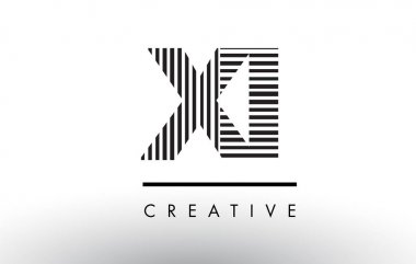 XI X Ben siyah ve beyaz çizgiler mektubu Logo tasarımı.