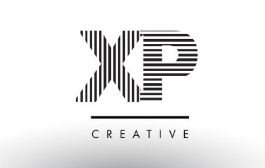 XP X P siyah ve beyaz çizgiler mektup Logo tasarımı.