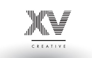 XV X V siyah ve beyaz çizgiler mektup Logo tasarımı.