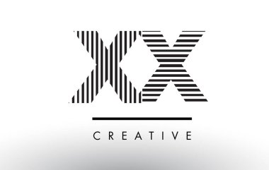 Xx X X siyah ve beyaz çizgiler mektup Logo tasarımı.