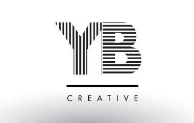 YB Y B siyah ve beyaz çizgiler mektup Logo tasarımı.