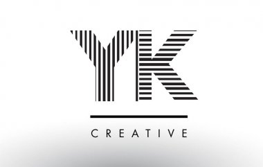 Yk Y K siyah ve beyaz çizgiler mektup Logo tasarımı.