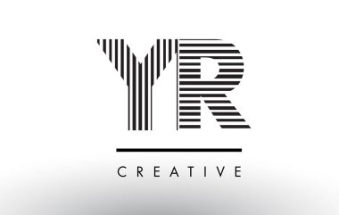Yr Y R siyah ve beyaz çizgiler mektup Logo tasarımı.
